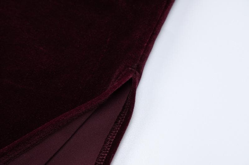 Chic Velvet One-Shoulder Slit Midi Dress - Irregular Cut for Y2K Aesthetic Style Chic Velvet One-Shoulder Slit Midi Dress - Irregular Cut for Y2K Aesthetic Style