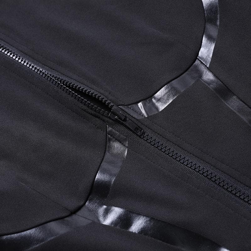 Chic Y2K Aesthetic Zip-Up PU Leather Long Sleeve High Neck Jumpsuit for Trendy Outfits Chic Y2K Aesthetic Zip-Up PU Leather Long Sleeve High Neck Jumpsuit for Trendy Outfits