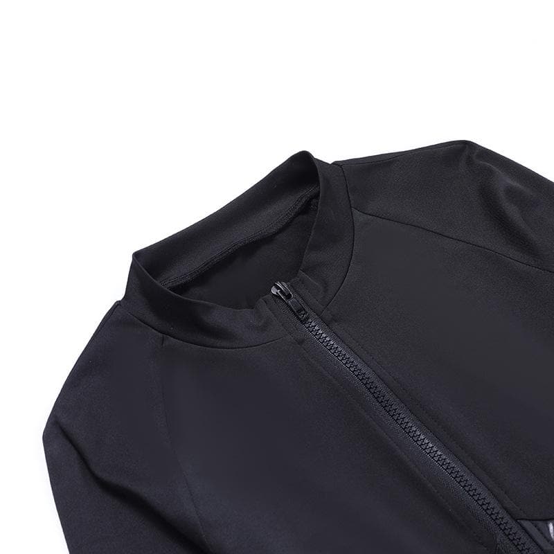 Chic Y2K Aesthetic Zip-Up PU Leather Long Sleeve High Neck Jumpsuit for Trendy Outfits Chic Y2K Aesthetic Zip-Up PU Leather Long Sleeve High Neck Jumpsuit for Trendy Outfits