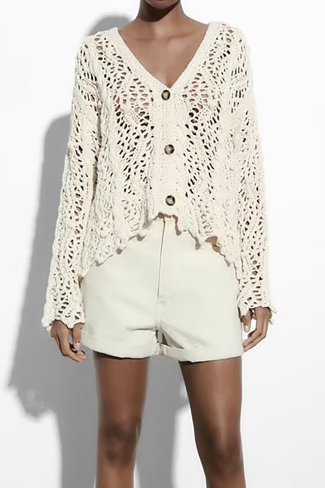 Chic Y2K Button Up V-Neck Open Knit Top for Trendy Aesthetic Outfits Chic Y2K Button Up V-Neck Open Knit Top for Trendy Aesthetic Outfits