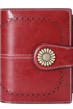 Chic Y2K Oil Wax Leather Zipper Card Holder Wallet for Stylish Aesthetic Lovers