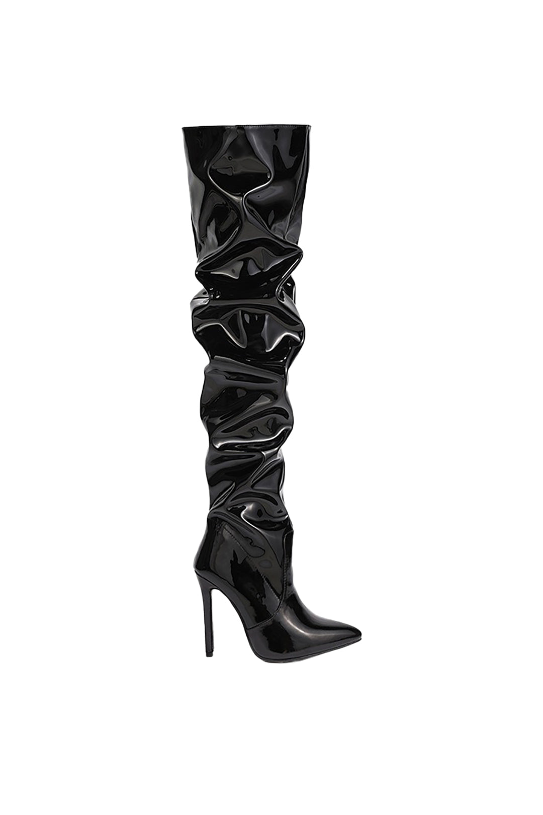 Chic Y2K Patent Leather Pointed Toe Knee High Heeled Boots for Trendy Outfits Chic Y2K Patent Leather Pointed Toe Knee High Heeled Boots for Trendy Outfits