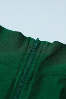 Chic Y2K Solid Zip-Up Long Sleeve High Neck Romper for Trendy Aesthetic Outfits