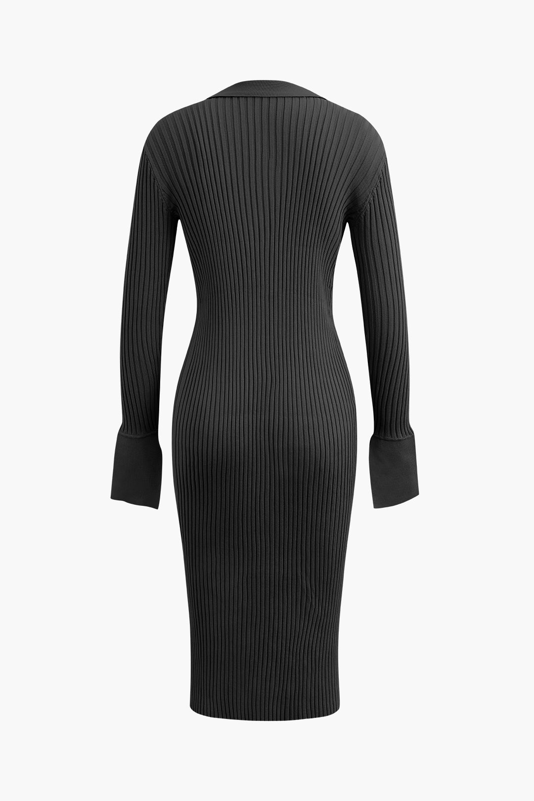 Chic Y2K Style Collar Button-Up Rib Knit Midi Dress for Trendy Aesthetic Outfits Chic Y2K Style Collar Button-Up Rib Knit Midi Dress for Trendy Aesthetic Outfits
