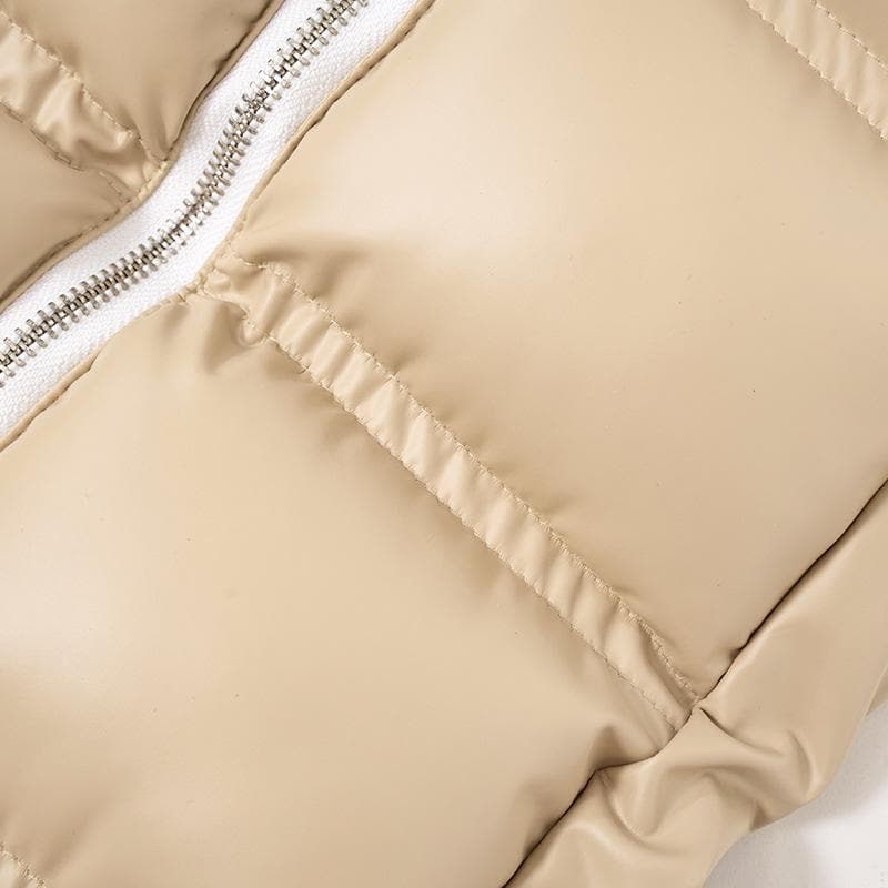 Chic Y2K Style Zip-Up PU Leather Tube Top for a Trendy Winter Look Chic Y2K Style Zip-Up PU Leather Tube Top for a Trendy Winter Look