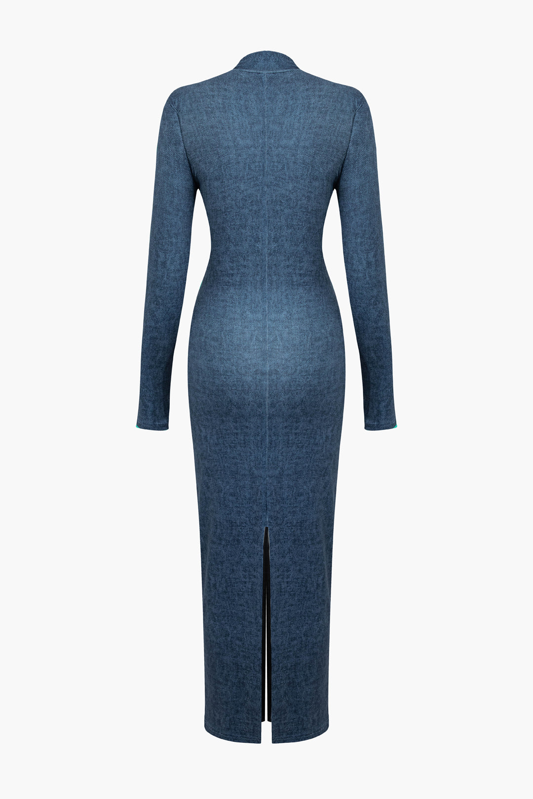 Chic Zip-Up Mock Neck Long Sleeve Slit Midi Dress for Y2K Fashion Lovers Chic Zip-Up Mock Neck Long Sleeve Slit Midi Dress for Y2K Fashion Lovers