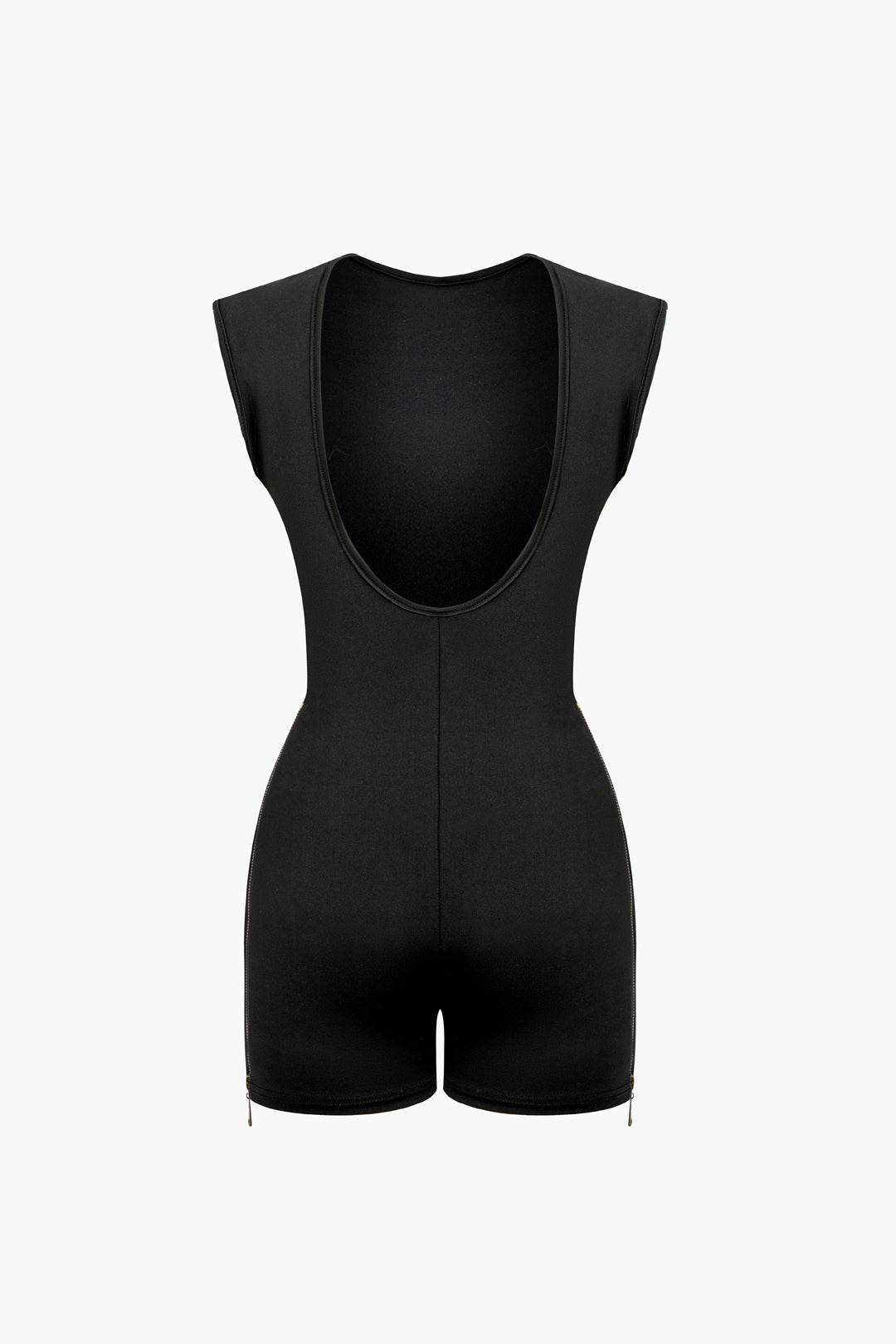 Chic Zipper Backless Romper for Y2K Fashion Lovers - Trendy Coquette Aesthetic Style