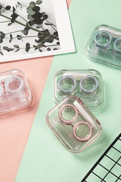 Clear Contact Lens Case with Gasket Ring - Y2K Aesthetic Accessory for Stylish Eyes