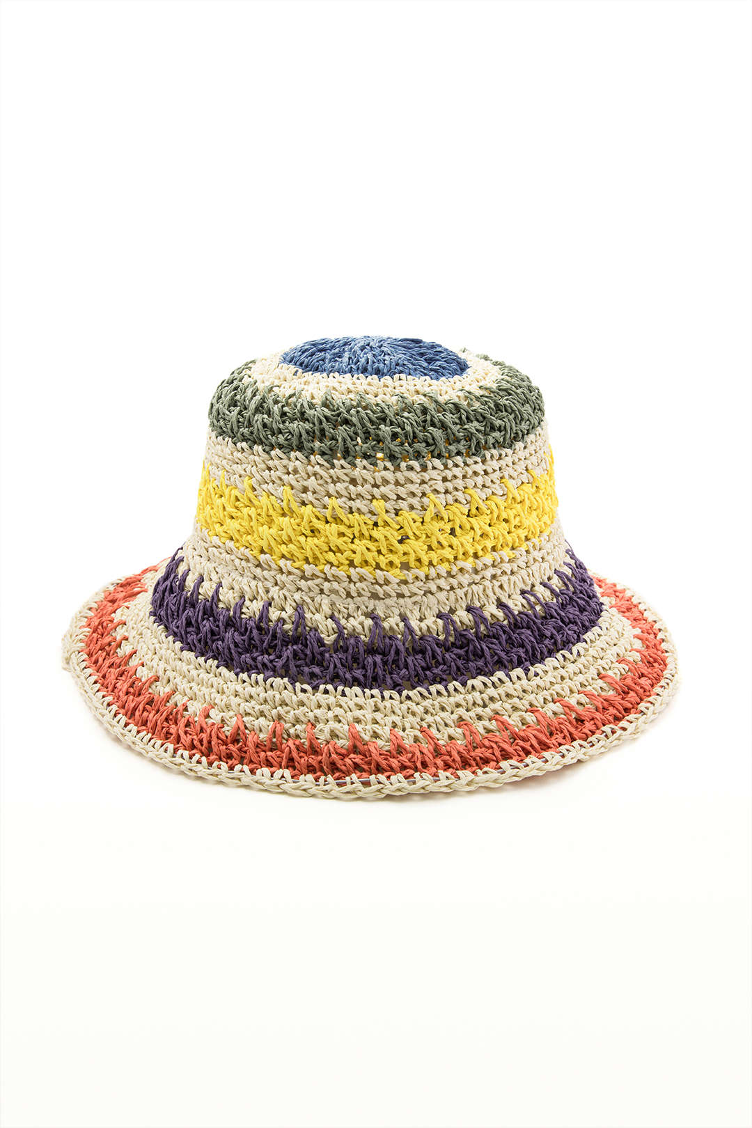 Color Block Crochet Knit Bucket Hat - Y2K Aesthetic Accessory for Trendy Outfits
