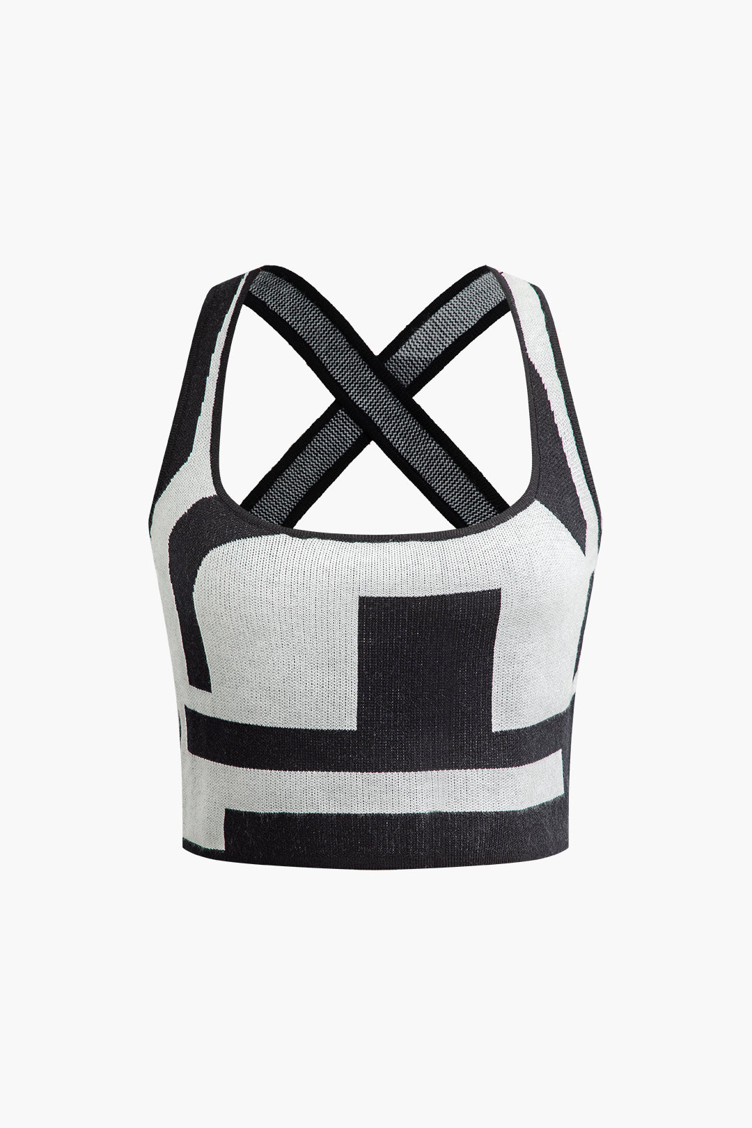 Contrast Cross Knit Tank Top - Y2K Aesthetic Cute Top for Grunge and Coquette Styles Contrast Cross Knit Tank Top - Y2K Aesthetic Cute Top for Grunge and Coquette Styles
