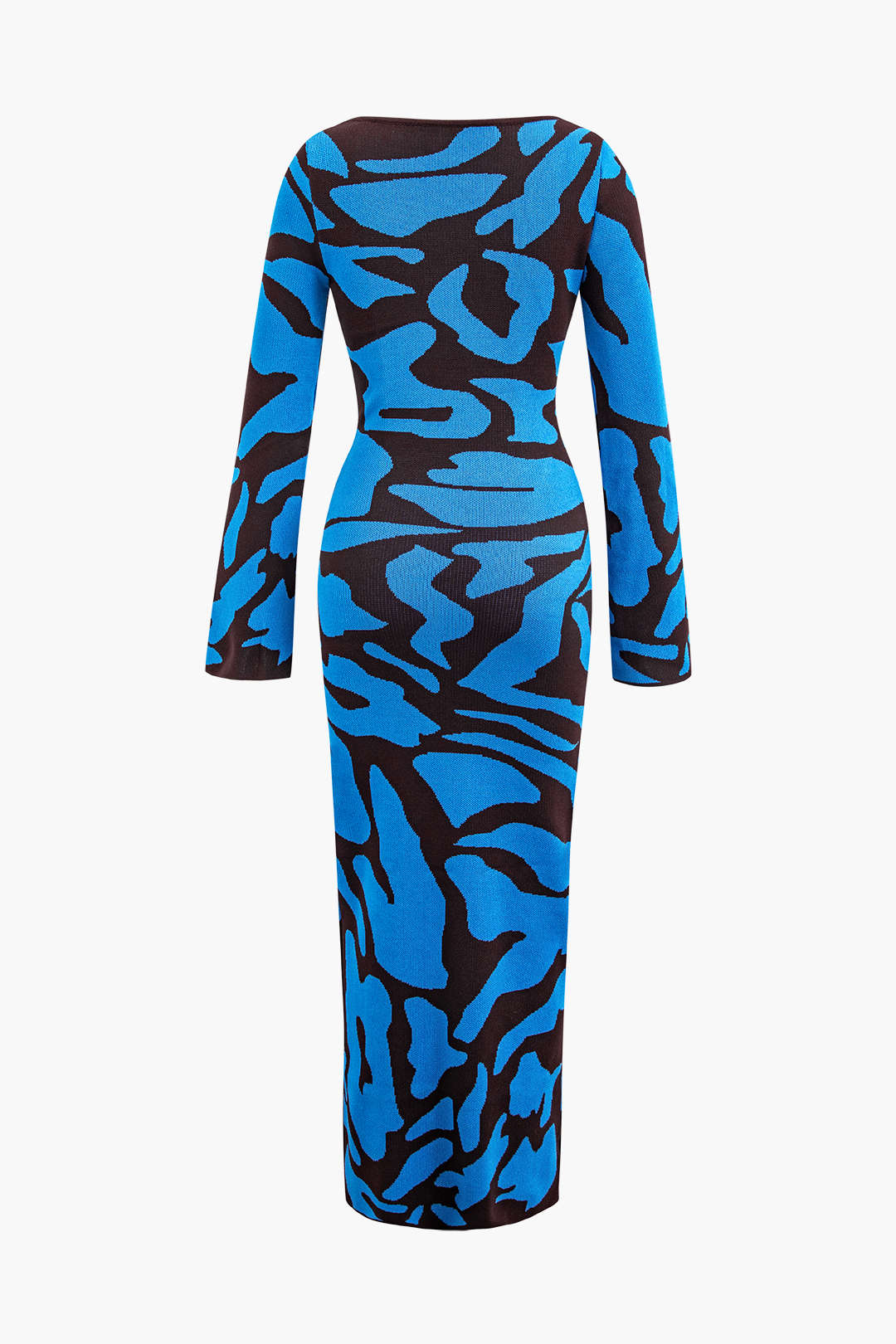 Contrast Pattern Round Neck Knit Maxi Dress - Y2K Aesthetic Fashion for Effortless Style Contrast Pattern Round Neck Knit Maxi Dress - Y2K Aesthetic Fashion for Effortless Style