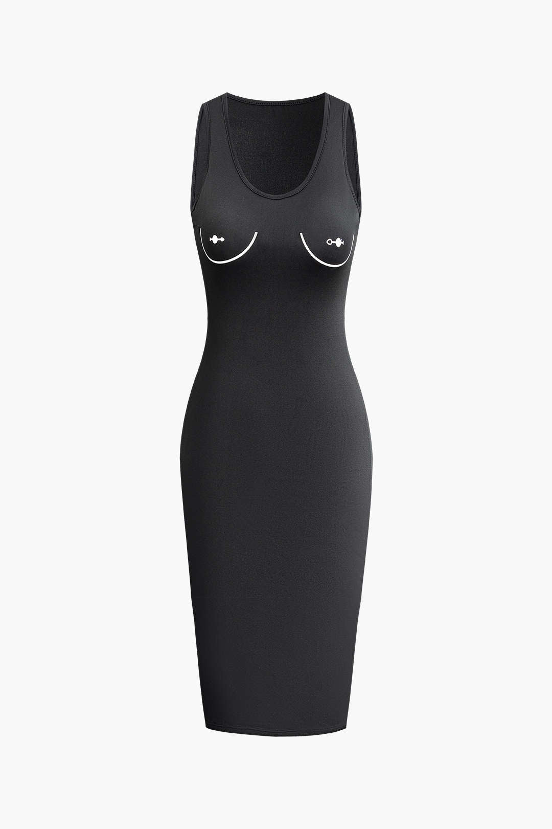 Contrast Print Sleeveless Midi Dress - Y2K Aesthetic Fashion for Effortless Style Contrast Print Sleeveless Midi Dress - Y2K Aesthetic Fashion for Effortless Style