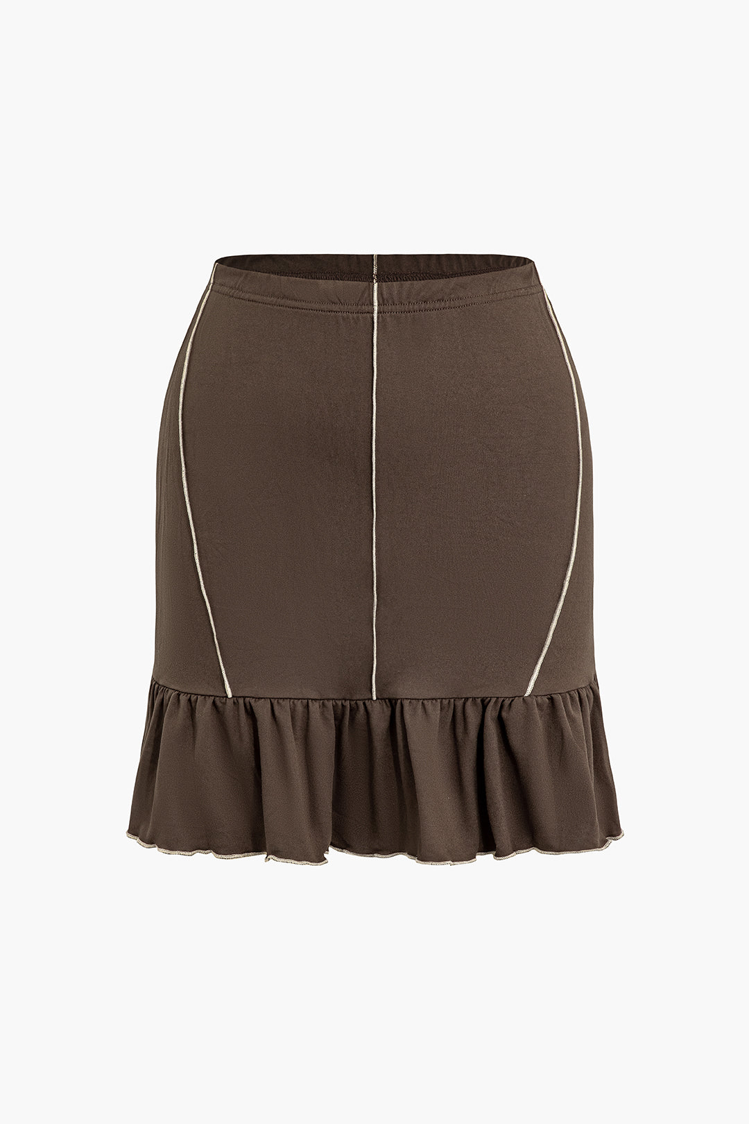 Contrast Stitching Off-Shoulder Long Sleeve Top with Ruffle Mini Skirt Set - Y2K Aesthetic Outfit Contrast Stitching Off-Shoulder Long Sleeve Top with Ruffle Mini Skirt Set - Y2K Aesthetic Outfit