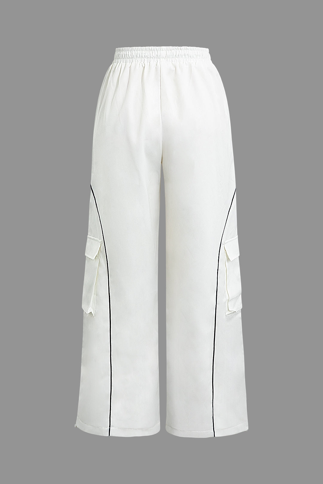 Contrast Stripe Drawstring Flap Pocket Y2K Aesthetic Straight Leg Sweatpants Contrast Stripe Drawstring Flap Pocket Y2K Aesthetic Straight Leg Sweatpants