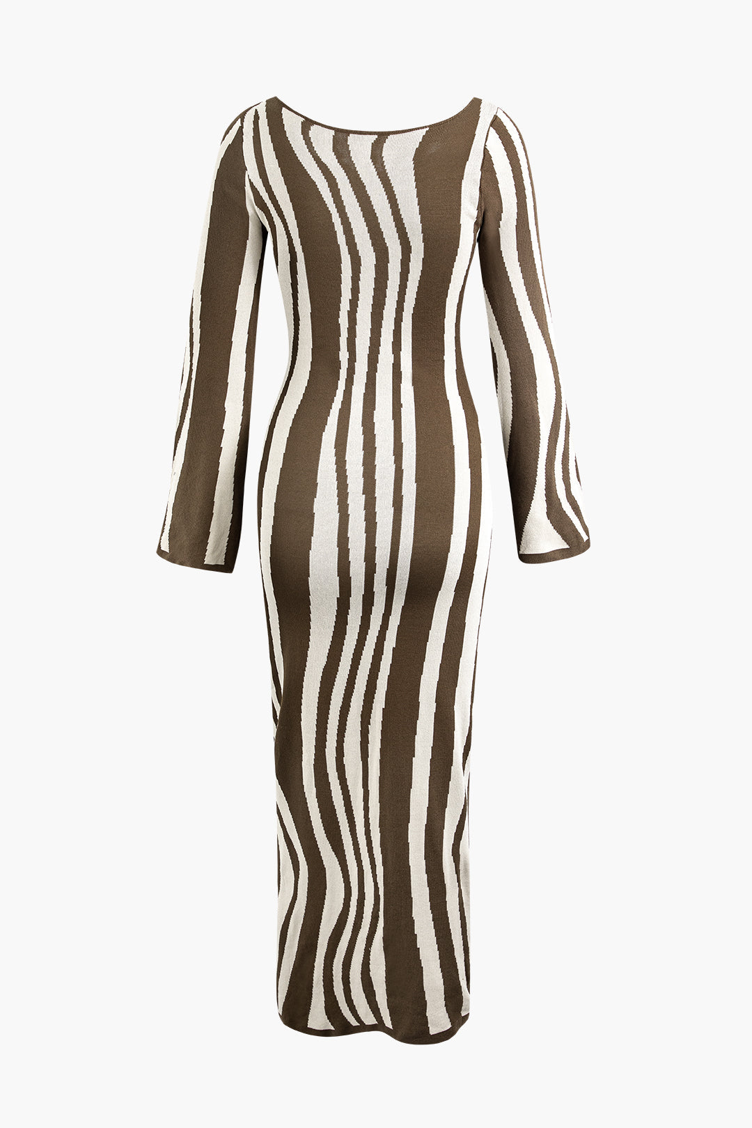 Contrast Stripe Round Neck Knit Maxi Dress - Y2K Aesthetic Fashion for Effortless Style Contrast Stripe Round Neck Knit Maxi Dress - Y2K Aesthetic Fashion for Effortless Style