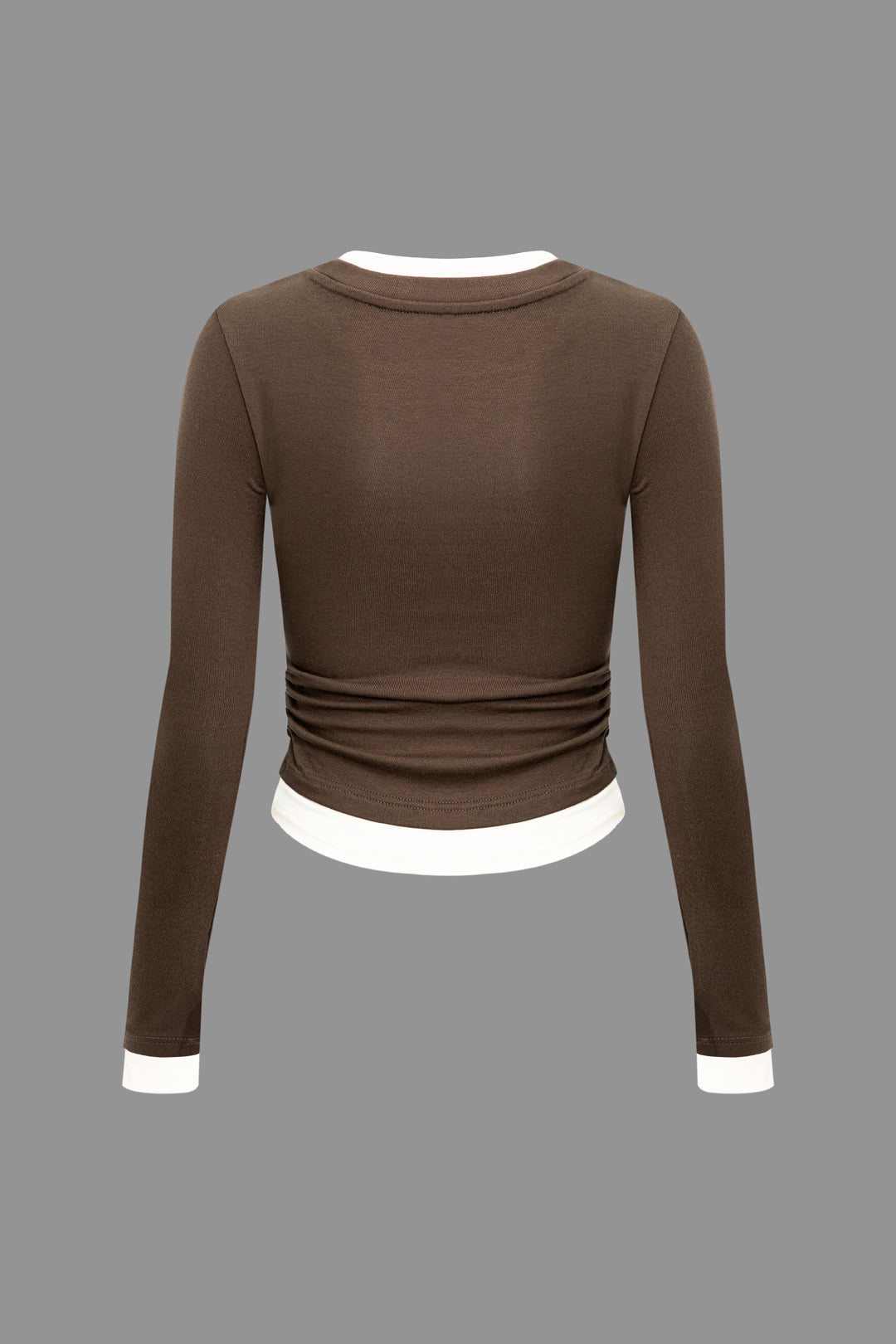 Contrast Trim Long Sleeve Top - Y2K Aesthetic Cute Top for Grunge and Coquette Styles