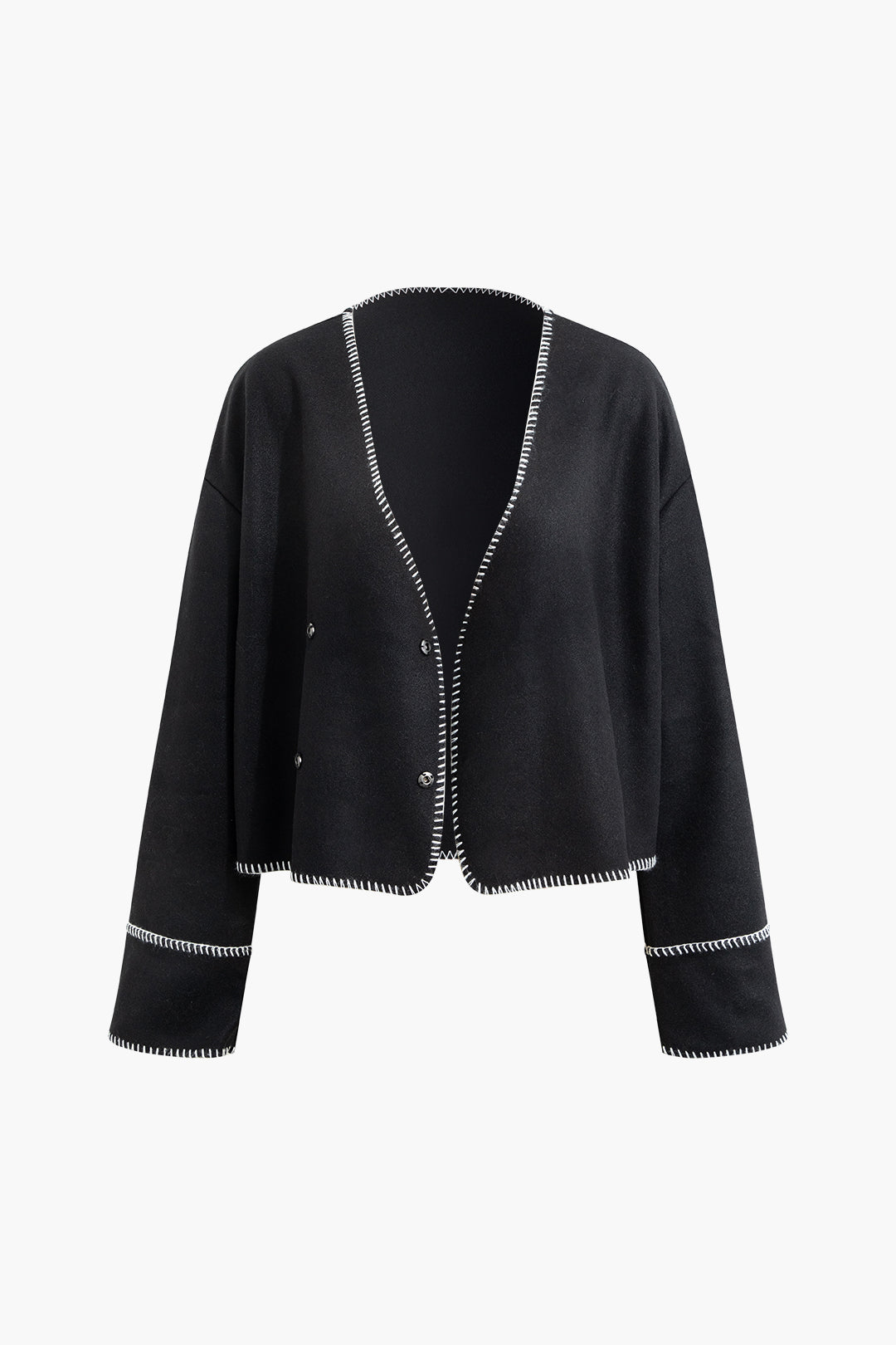 Contrast Trim V-neck Button Up Knit Cardigan - Y2K Aesthetic Cute Layering Essential