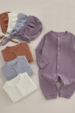 Coquette Aesthetic Baby Button Up Long Sleeve Cotton Onesie in Y2K Fashion Style