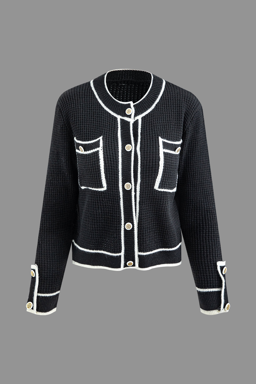 Coquette Aesthetic Contrast Button Up Long Sleeve Knit Cardigan for Y2K Fashion Lovers