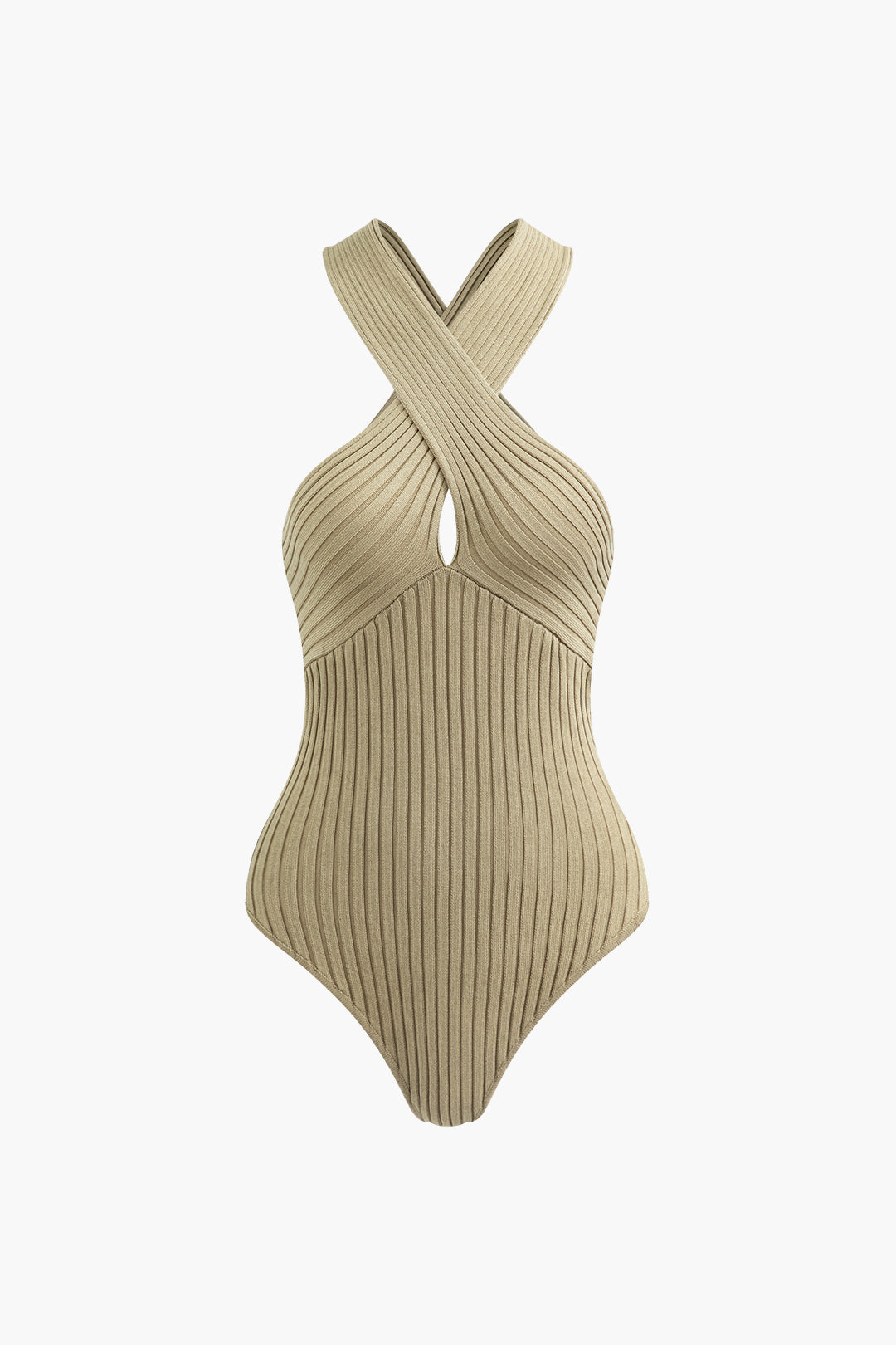 Coquette Aesthetic Cross Rib Knit Bodysuit - Y2K Fashion Essential for Cute Outfits