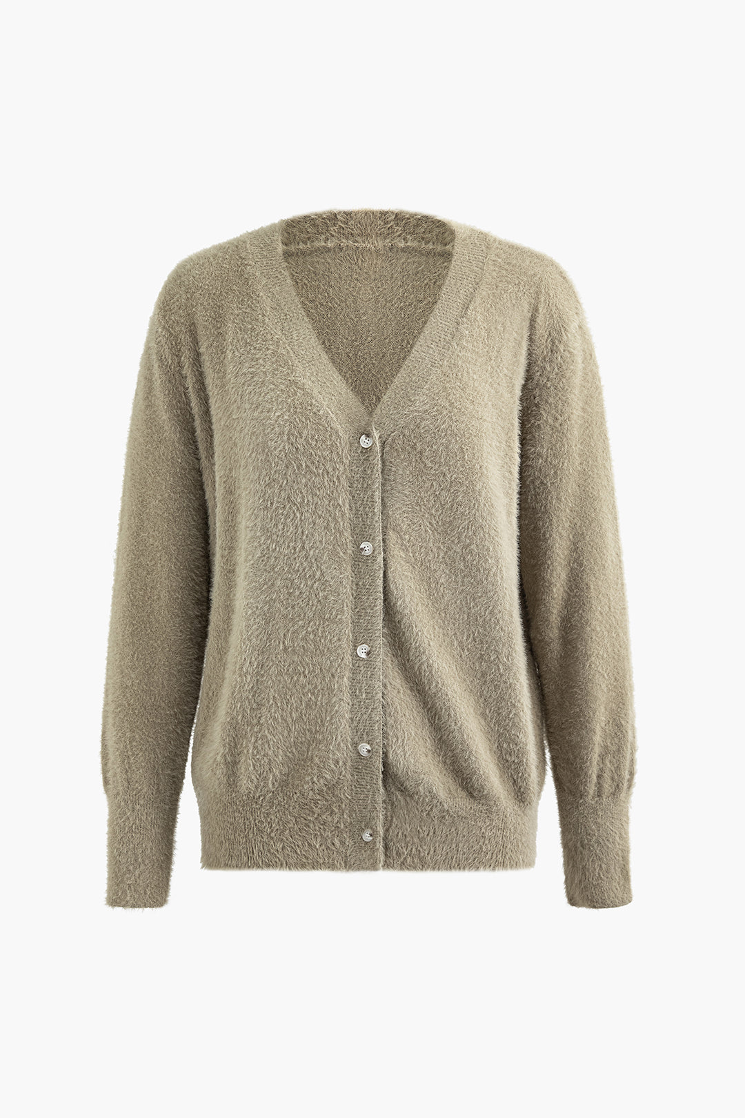 Coquette Aesthetic Furry V-Neck Button-Up Long Sleeve Cardigan for Y2K Fashion Lovers