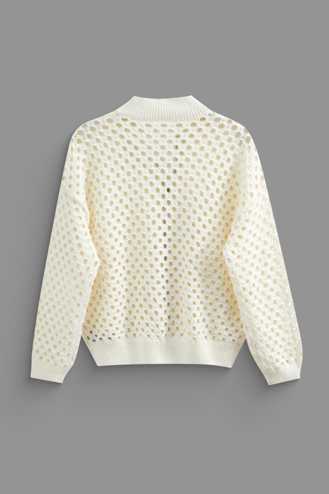 Coquette Aesthetic Open Knit Zipper Cardigan for Y2K Fashion Lovers