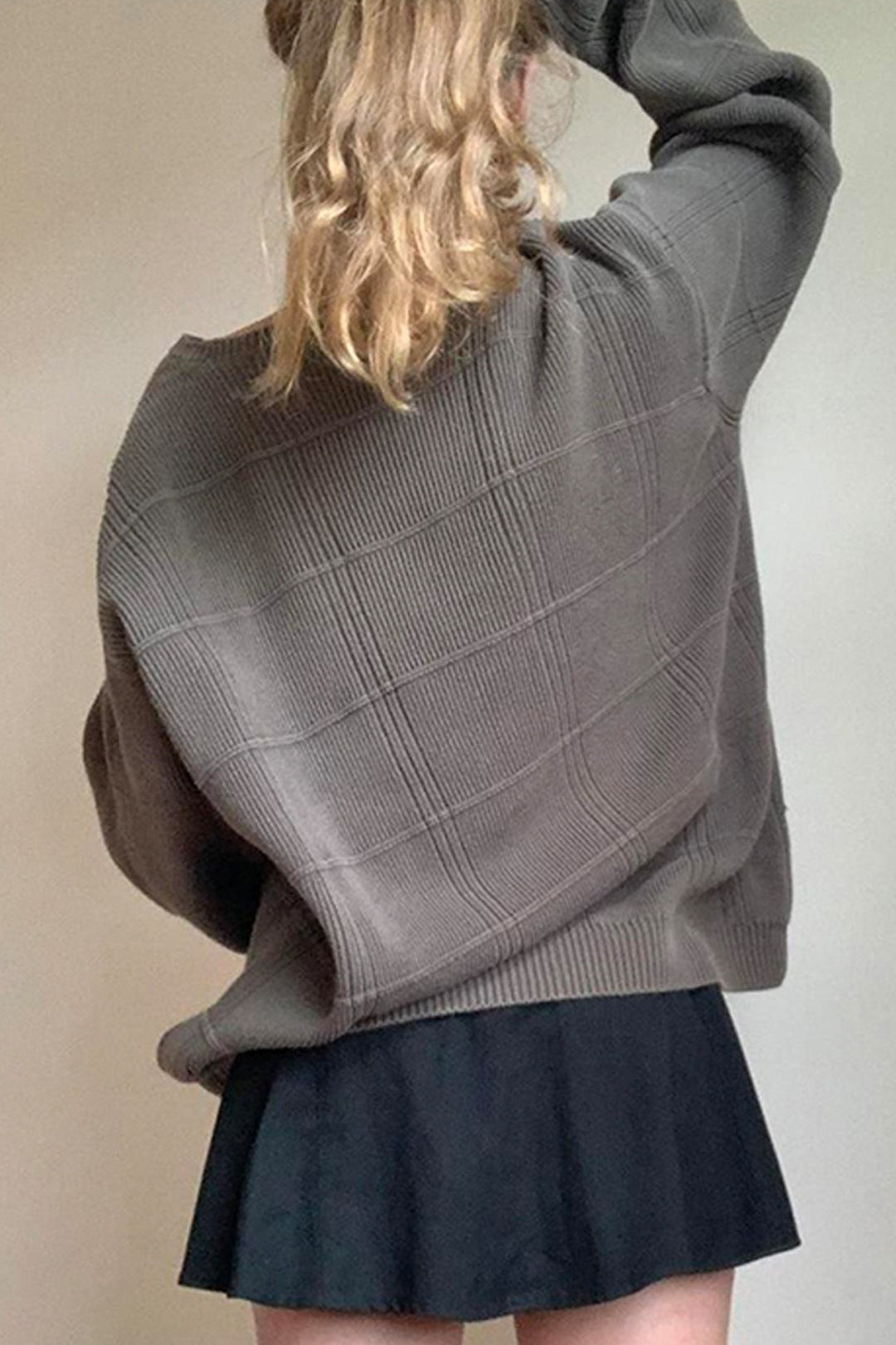 Coquette Aesthetic Seam-Detail Round Neck Oversized Sweater for Y2K Fashion Lovers Coquette Aesthetic Seam-Detail Round Neck Oversized Sweater for Y2K Fashion Lovers