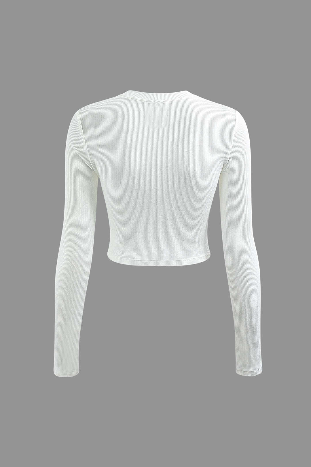 Coquette Aesthetic Solid Round Neck Long Sleeve Crop Top for Y2K Fashion Lovers Coquette Aesthetic Solid Round Neck Long Sleeve Crop Top for Y2K Fashion Lovers