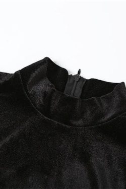 Coquette Aesthetic Zip-Up Long Sleeve High Neck Velvet Jumpsuit for Y2K Fashion Lovers