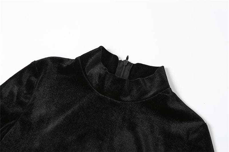 Coquette Aesthetic Zip-Up Long Sleeve High Neck Velvet Jumpsuit for Y2K Fashion Lovers Coquette Aesthetic Zip-Up Long Sleeve High Neck Velvet Jumpsuit for Y2K Fashion Lovers