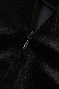 Coquette Aesthetic Zip-Up Long Sleeve High Neck Velvet Jumpsuit for Y2K Fashion Lovers