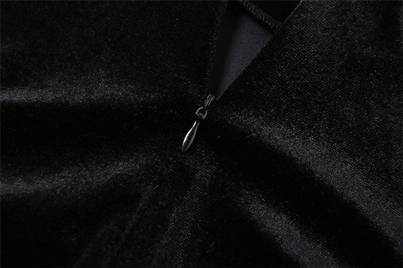 Coquette Aesthetic Zip-Up Long Sleeve High Neck Velvet Jumpsuit for Y2K Fashion Lovers Coquette Aesthetic Zip-Up Long Sleeve High Neck Velvet Jumpsuit for Y2K Fashion Lovers