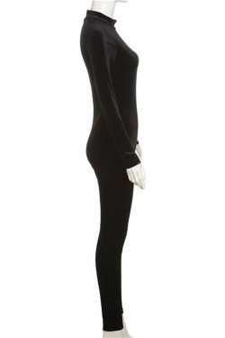 Coquette Aesthetic Zip-Up Long Sleeve High Neck Velvet Jumpsuit for Y2K Fashion Lovers