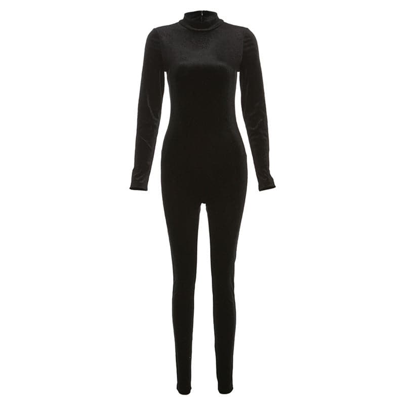Coquette Aesthetic Zip-Up Long Sleeve High Neck Velvet Jumpsuit for Y2K Fashion Lovers Coquette Aesthetic Zip-Up Long Sleeve High Neck Velvet Jumpsuit for Y2K Fashion Lovers