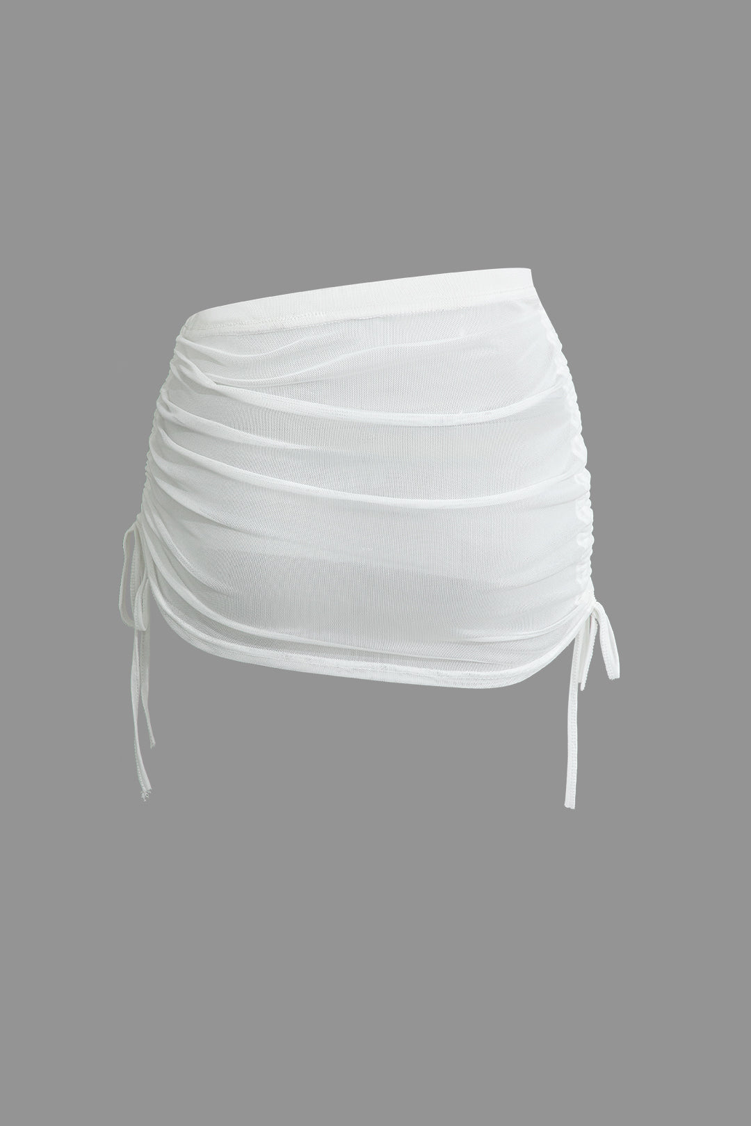 Cowl Neck Backless Tie Mesh Top with Asymmetrical Mini Skirt Set for Y2K Aesthetic Outfits Cowl Neck Backless Tie Mesh Top with Asymmetrical Mini Skirt Set for Y2K Aesthetic Outfits