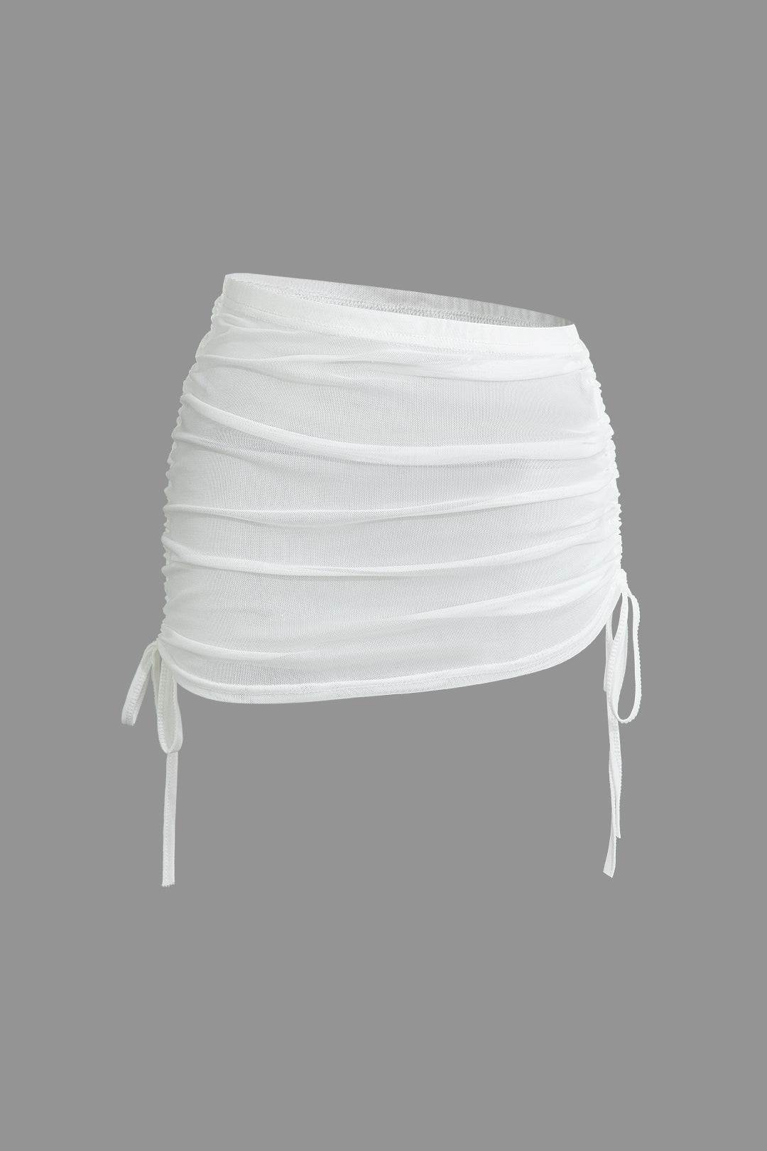 Cowl Neck Backless Tie Mesh Top with Asymmetrical Mini Skirt Set for Y2K Aesthetic Outfits Cowl Neck Backless Tie Mesh Top with Asymmetrical Mini Skirt Set for Y2K Aesthetic Outfits