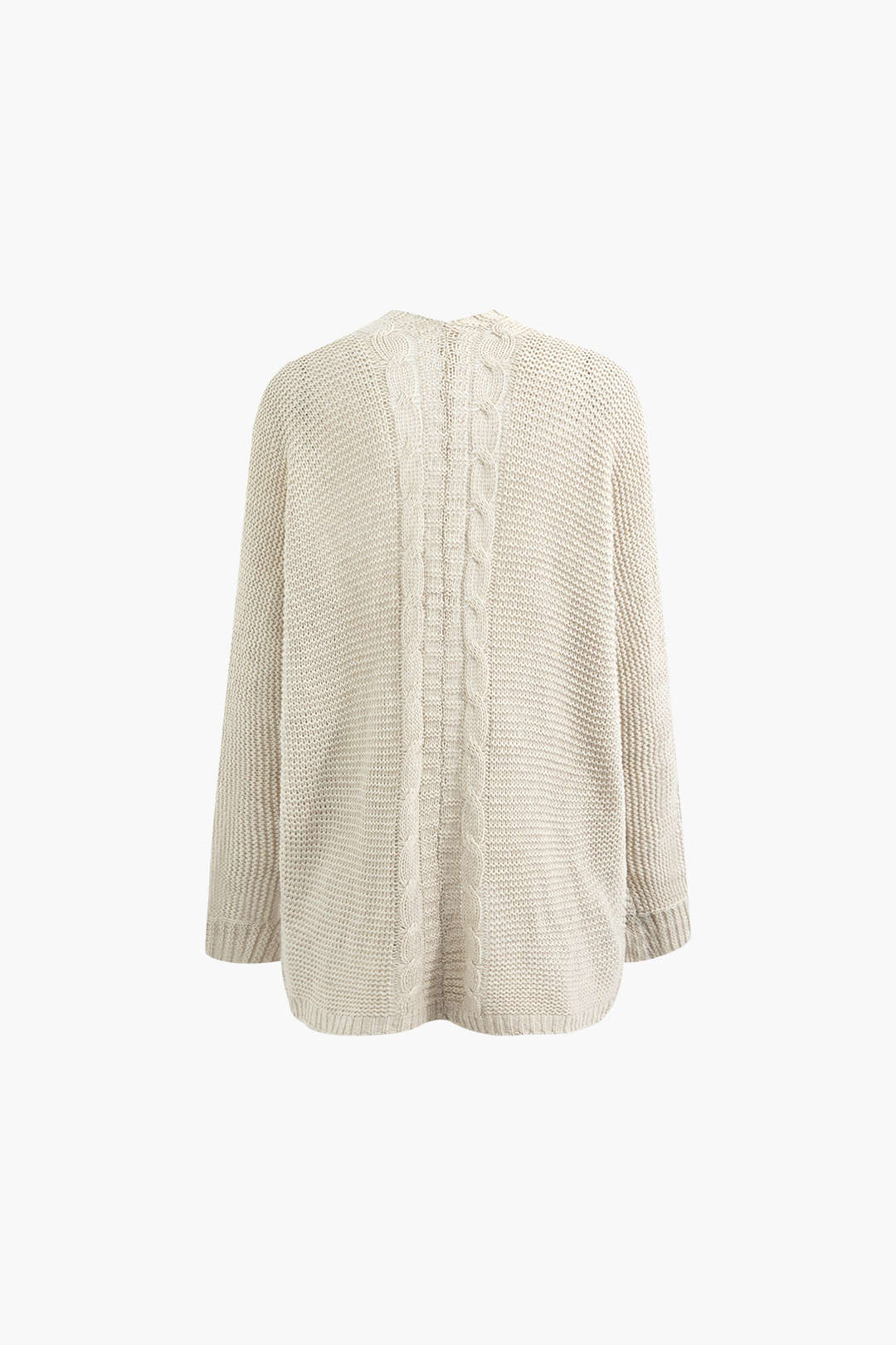 Cozy Cable Knit Open Front Cardigan with Patch Pockets for Y2K and Coquette Aesthetic