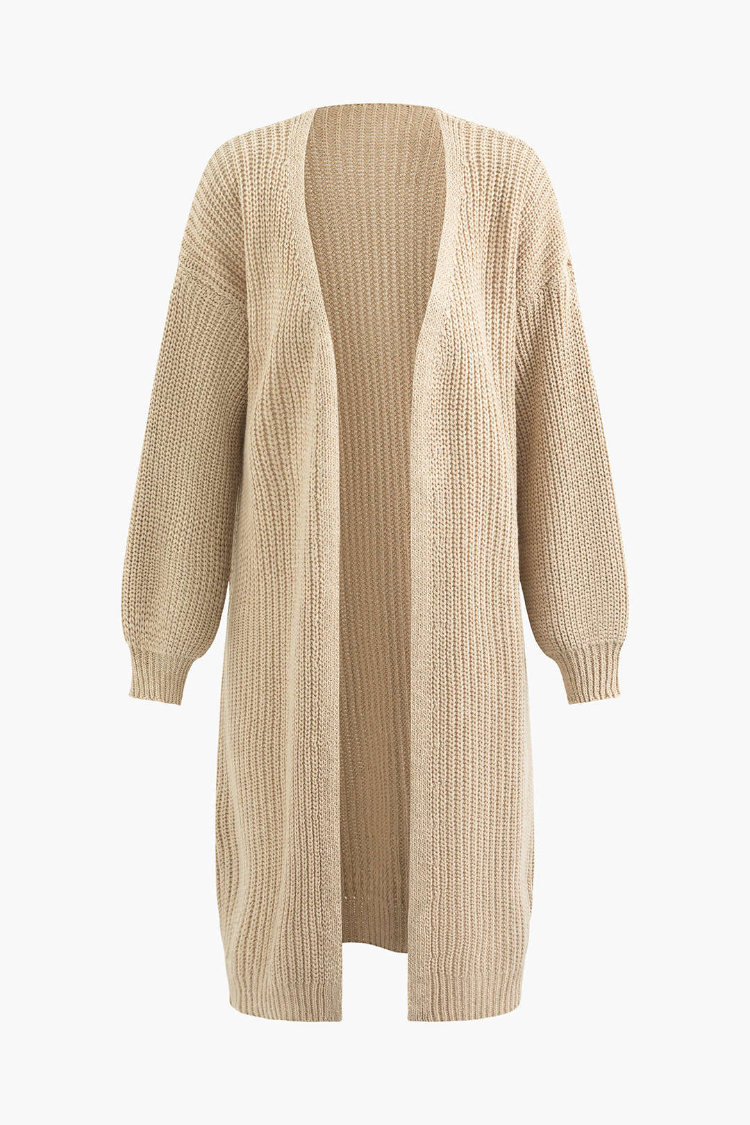 Cozy Open Front Drop Shoulder Long Sleeve Knit Cardigan for Y2K Aesthetic Outfits