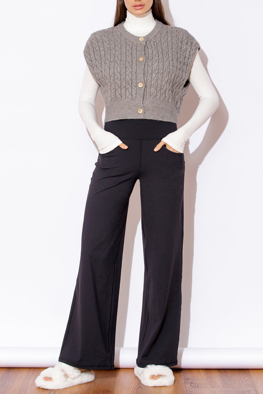 Cozy Round Neck Cable Knit Button Vest for Y2K Fashion and Aesthetic Outfits Cozy Round Neck Cable Knit Button Vest for Y2K Fashion and Aesthetic Outfits