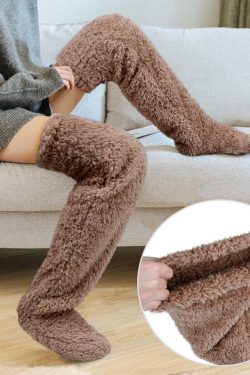 Cozy Solid Thigh High Stockings for Y2K Fashion and Aesthetic Outfits