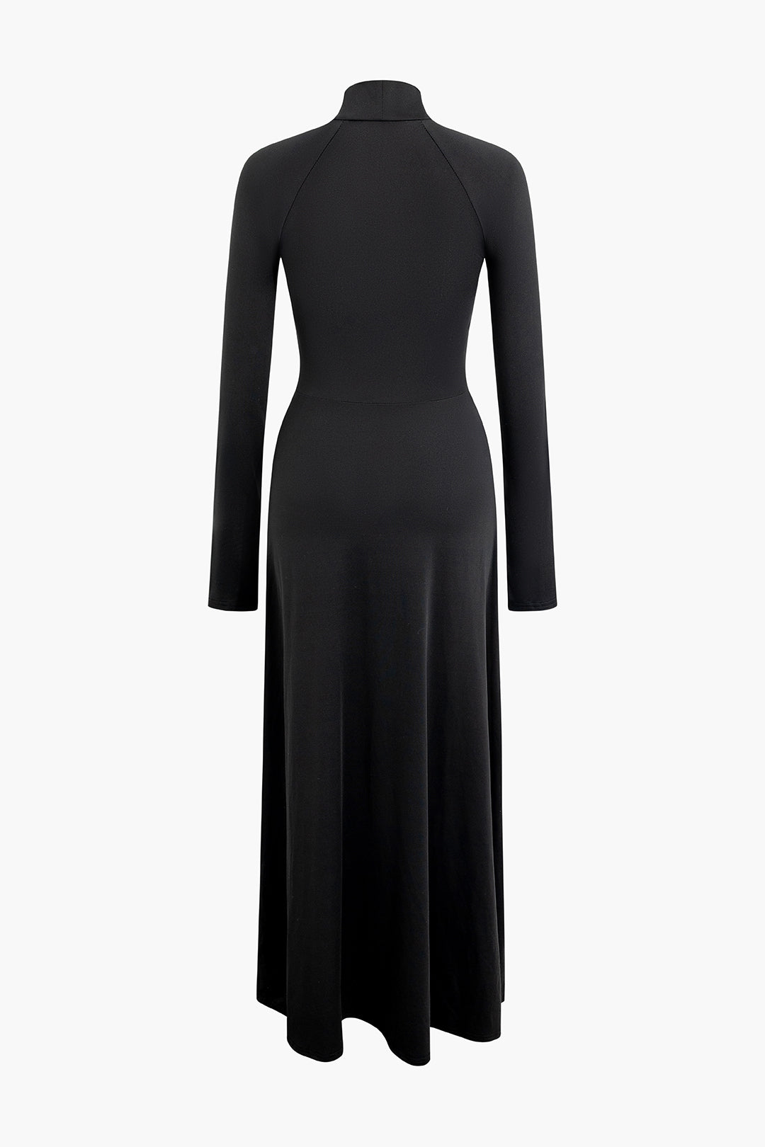 Cut Out Mock Neck Long Sleeve Pleated Maxi Dress - Y2K Aesthetic Fashion Statement Cut Out Mock Neck Long Sleeve Pleated Maxi Dress - Y2K Aesthetic Fashion Statement