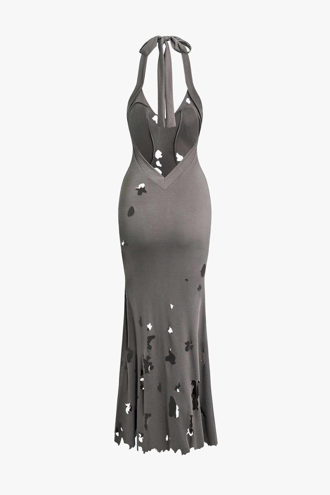 Cut Out Tie Halter Backless Mermaid Maxi Dress - Y2K Aesthetic Evening Gown for Chic Style Cut Out Tie Halter Backless Mermaid Maxi Dress - Y2K Aesthetic Evening Gown for Chic Style