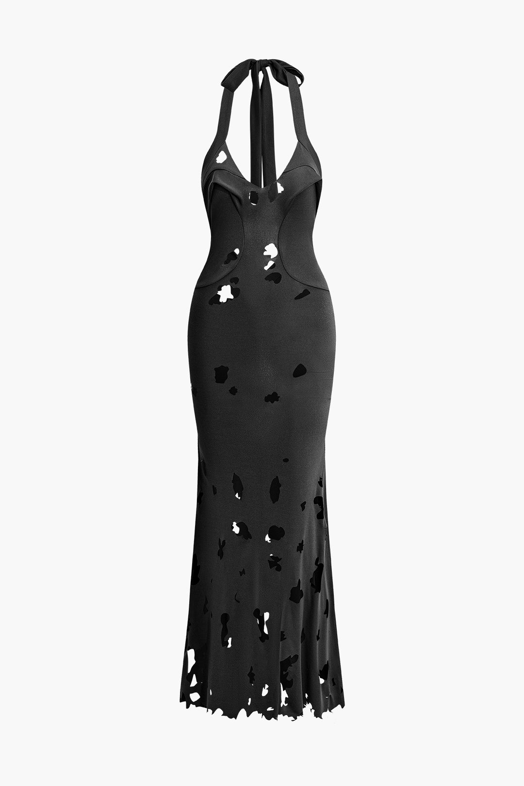 Cut Out Tie Halter Backless Mermaid Maxi Dress - Y2K Aesthetic Evening Gown for Chic Style Cut Out Tie Halter Backless Mermaid Maxi Dress - Y2K Aesthetic Evening Gown for Chic Style