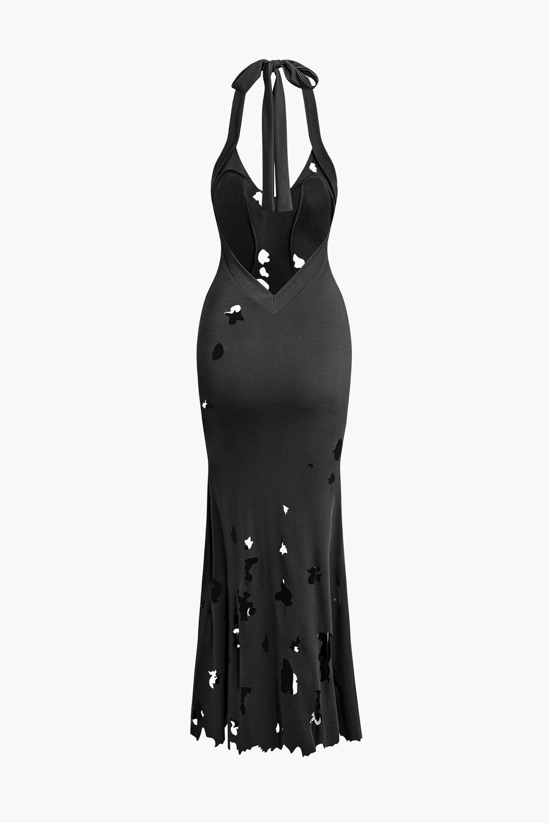 Cut Out Tie Halter Backless Mermaid Maxi Dress - Y2K Aesthetic Evening Gown for Chic Style Cut Out Tie Halter Backless Mermaid Maxi Dress - Y2K Aesthetic Evening Gown for Chic Style