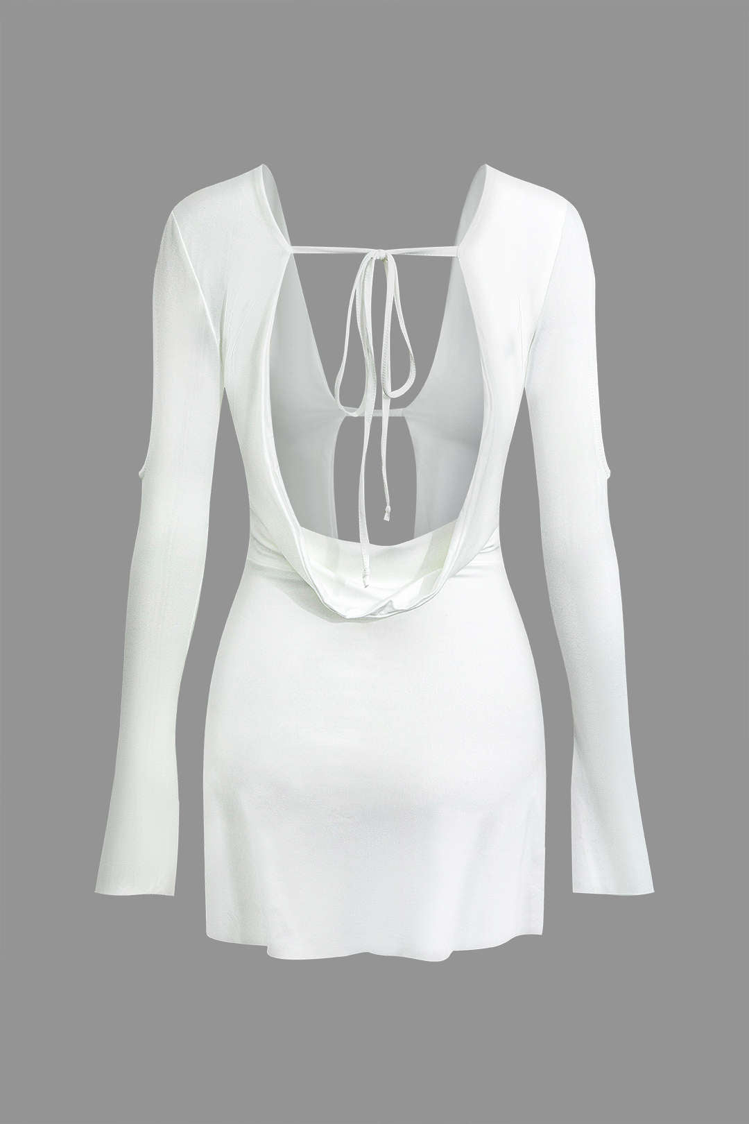 Deep V-Neck Tie Backless Cut-Out Sleeve Mini Dress in Y2K Aesthetic Style Deep V-Neck Tie Backless Cut-Out Sleeve Mini Dress in Y2K Aesthetic Style