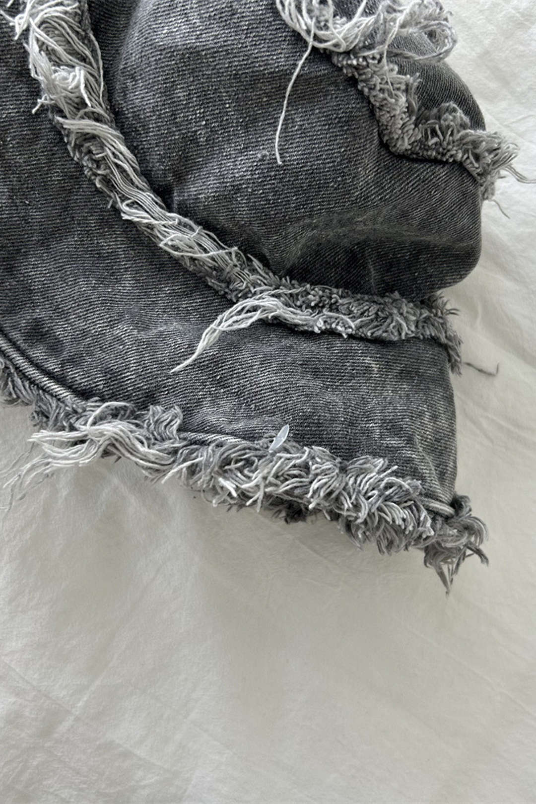 Distressed Fray Denim Bucket Hat for Y2K Aesthetic and Grunge Style Outfits