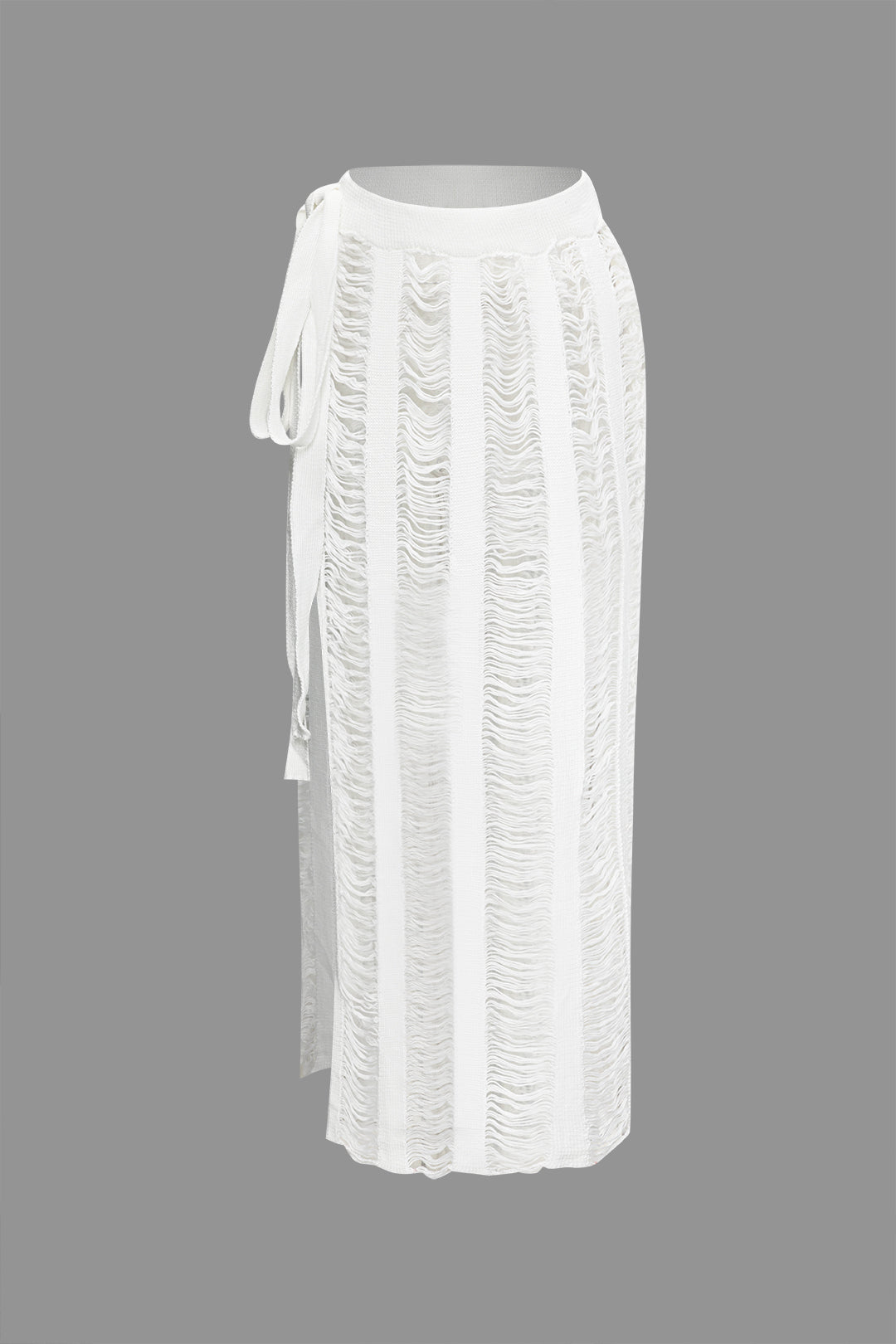 Distressed Knit Cami Top with Laddered Design & Split Maxi Skirt Set for Y2K Aesthetic Distressed Knit Cami Top with Laddered Design & Split Maxi Skirt Set for Y2K Aesthetic