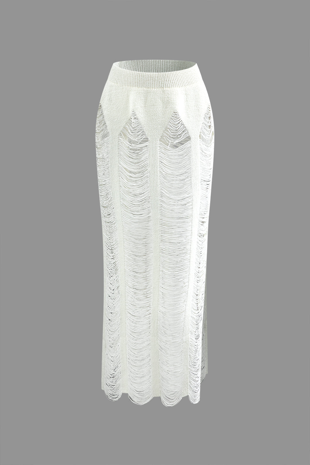 Distressed Ladder Knit Tank Top & Maxi Skirt Set for Y2K Aesthetic Outfits Distressed Ladder Knit Tank Top & Maxi Skirt Set for Y2K Aesthetic Outfits