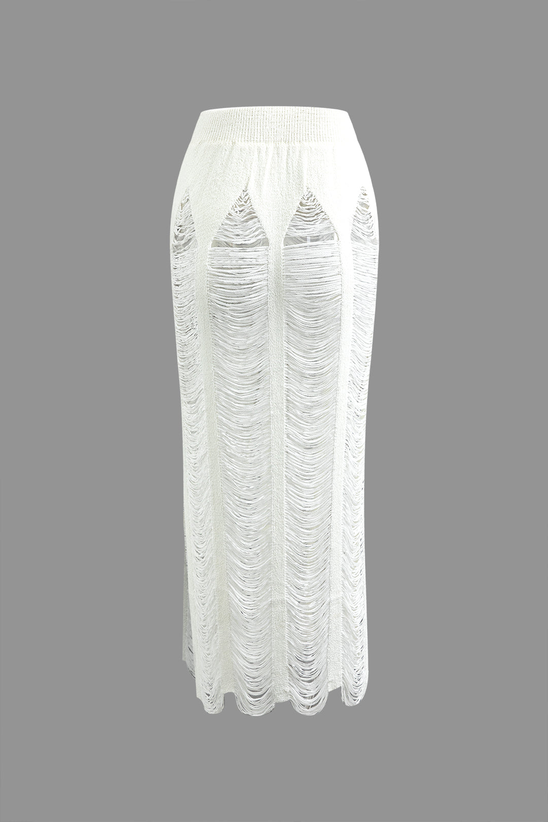 Distressed Ladder Knit Tank Top & Maxi Skirt Set for Y2K Aesthetic Outfits Distressed Ladder Knit Tank Top & Maxi Skirt Set for Y2K Aesthetic Outfits