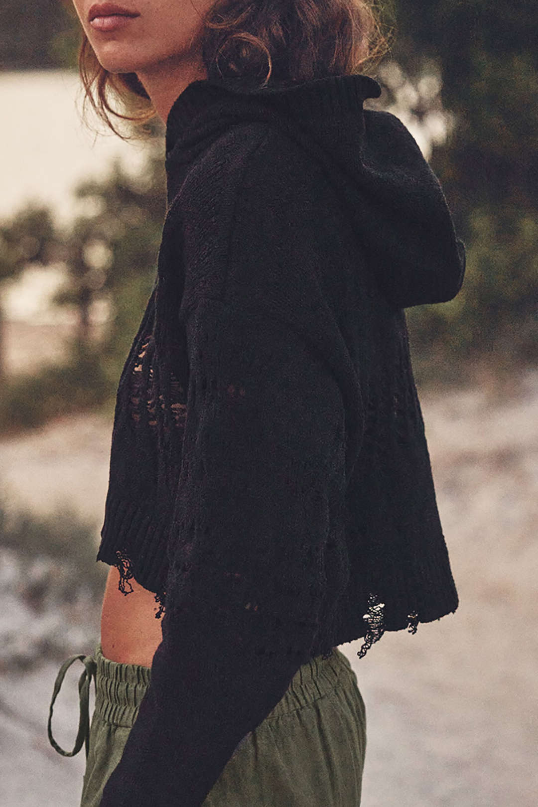 Distressed Ripped Hollow Out Hooded Crop Top for Y2K Aesthetic and Grunge Style Distressed Ripped Hollow Out Hooded Crop Top for Y2K Aesthetic and Grunge Style